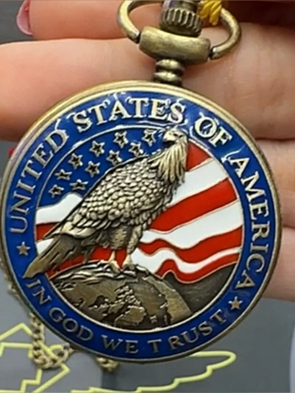 🇱🇷 INVICTA POCKET WATCH COLLECTION: Gold-Tone USA Eagle with American Flag NWT